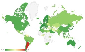 Карта мира с показателями средней ипотечной ставки